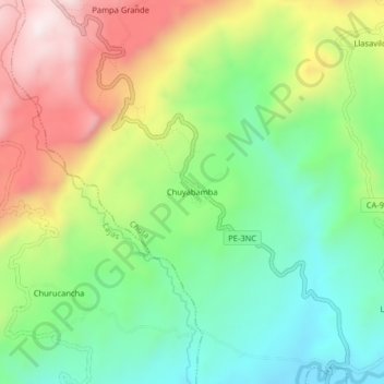 Mappa topografica Chuyabamba, altitudine, rilievo