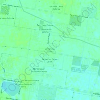 Mappa topografica Loma Chica Colonia, altitudine, rilievo