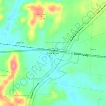 Mappa topografica Buzzard Roost, altitudine, rilievo