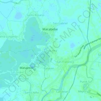 Mappa topografica Santa Rita, altitudine, rilievo