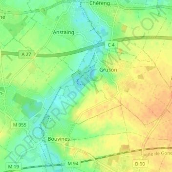 Mappa topografica Infière, altitudine, rilievo