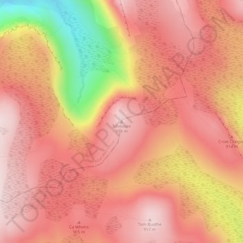 Mappa topografica Tolmount, altitudine, rilievo