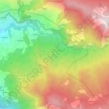 Mappa topografica Pothibasa Chatti, altitudine, rilievo