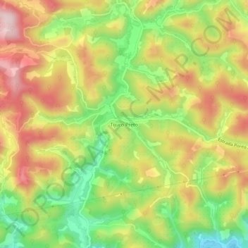 Mappa topografica Tijuco Preto, altitudine, rilievo