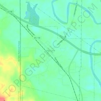 Mappa topografica McLain, altitudine, rilievo
