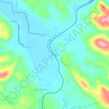 Mappa topografica Inalig, altitudine, rilievo