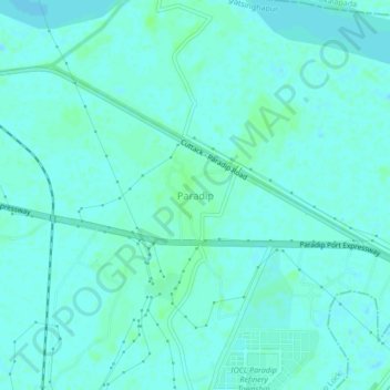 Mappa topografica Paradip, altitudine, rilievo