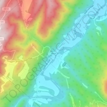 Mappa topografica Milam, altitudine, rilievo