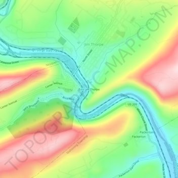 Mappa topografica East Jim Thorpe, altitudine, rilievo
