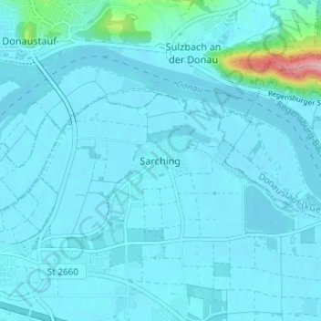 Mappa topografica Sarching, altitudine, rilievo