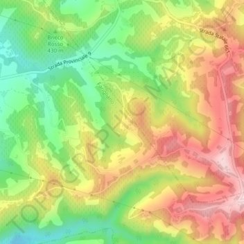 Mappa topografica Masanti, altitudine, rilievo