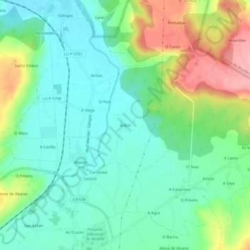 Mappa topografica Rubín, altitudine, rilievo