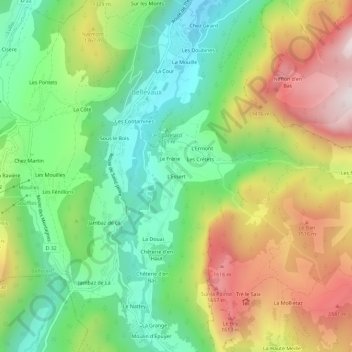 Mappa topografica L'Essert, altitudine, rilievo