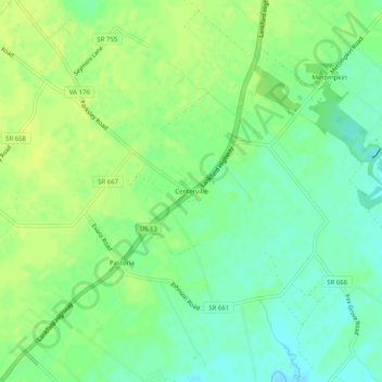 Mappa topografica Centerville, altitudine, rilievo
