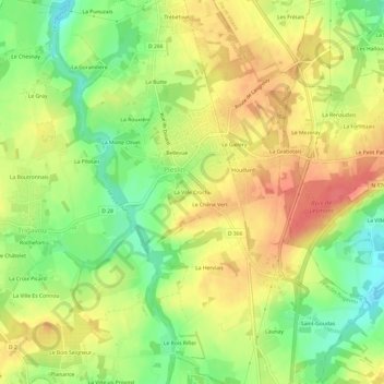 Mappa topografica La Ville Crochu, altitudine, rilievo