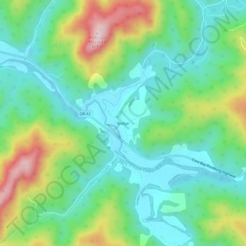Mappa topografica Bridge, altitudine, rilievo