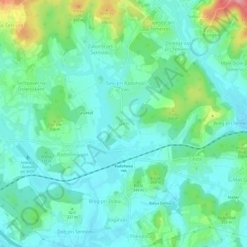 Mappa topografica Grm, altitudine, rilievo