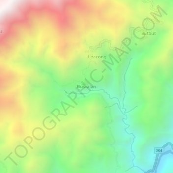 Mappa topografica Buscalan, altitudine, rilievo
