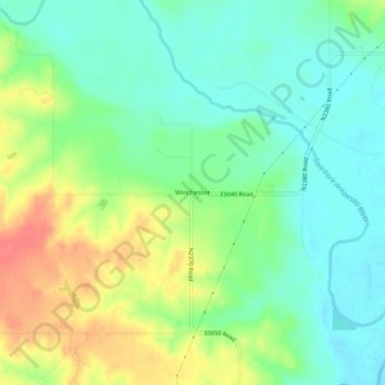 Mappa topografica Winchester, altitudine, rilievo
