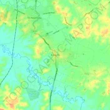 Mappa topografica Kihikihi, altitudine, rilievo