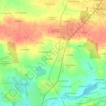 Mappa topografica Les Layes, altitudine, rilievo