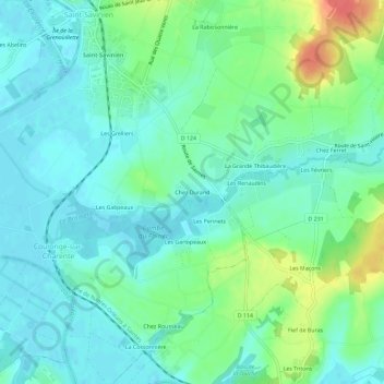 Mappa topografica Chez Durand, altitudine, rilievo