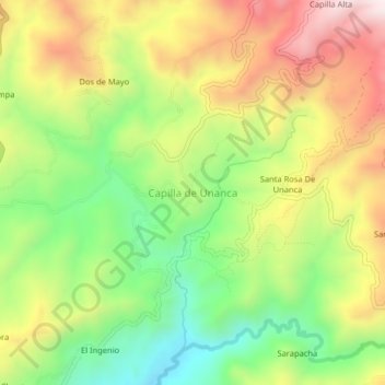 Mappa topografica Capilla de Unanca, altitudine, rilievo