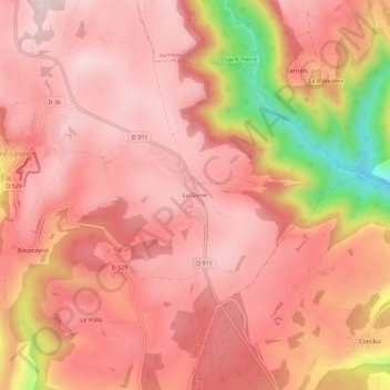 Mappa topografica La Glène, altitudine, rilievo