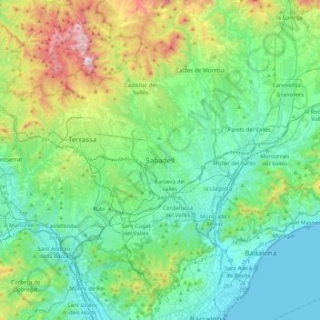 Mappa topografica Sabadell, altitudine, rilievo