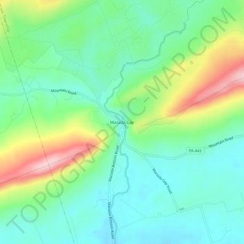Mappa topografica Manada Gap, altitudine, rilievo