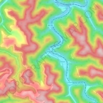 Mappa topografica Bob White, altitudine, rilievo