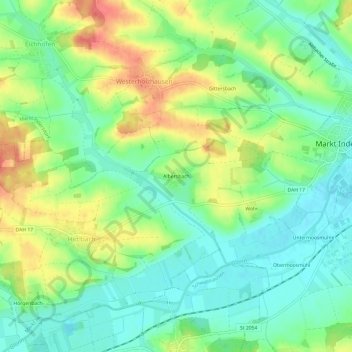 Mappa topografica Albersbach, altitudine, rilievo