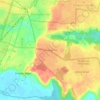 Mappa topografica Colinas do Sul, altitudine, rilievo