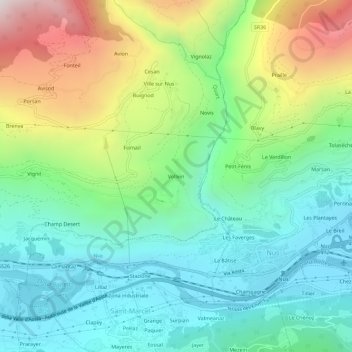 Mappa topografica Vollein, altitudine, rilievo