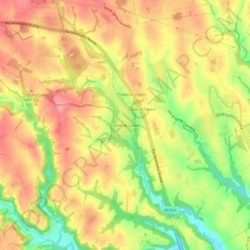 Mappa topografica Castel de Ceveri, altitudine, rilievo