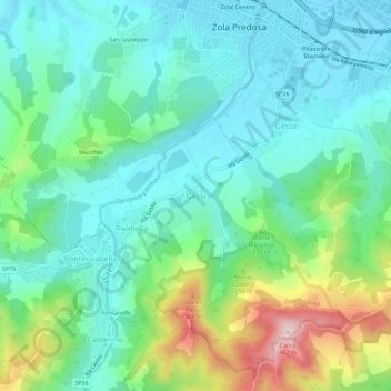 Mappa topografica Gessi, altitudine, rilievo