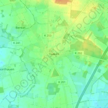 Mappa topografica Taaken, altitudine, rilievo