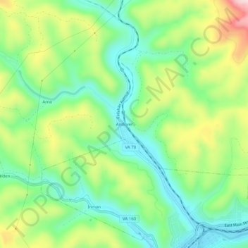 Mappa topografica Andover, altitudine, rilievo