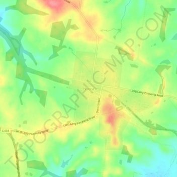Mappa topografica Nyora, altitudine, rilievo