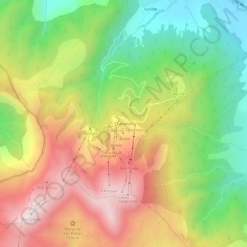 Mappa topografica Chabanon, altitudine, rilievo