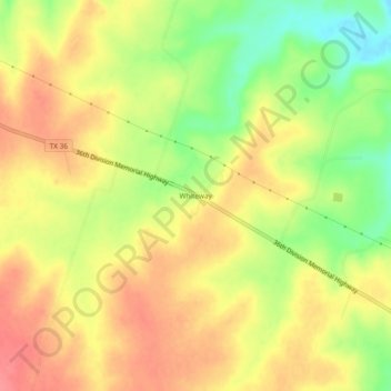 Mappa topografica Whiteway, altitudine, rilievo
