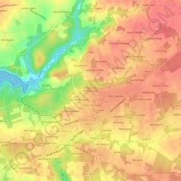 Mappa topografica Petites Salles, altitudine, rilievo
