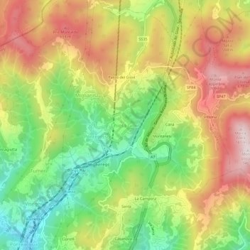 Mappa topografica Chiesa Giovi, altitudine, rilievo