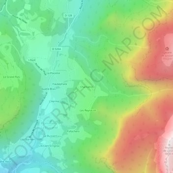 Mappa topografica Chantabot, altitudine, rilievo