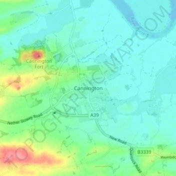 Mappa topografica Cannington, altitudine, rilievo