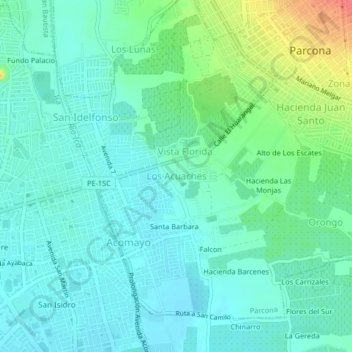 Mappa topografica Los Acuaches, altitudine, rilievo