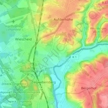 Mappa topografica Gosse, altitudine, rilievo