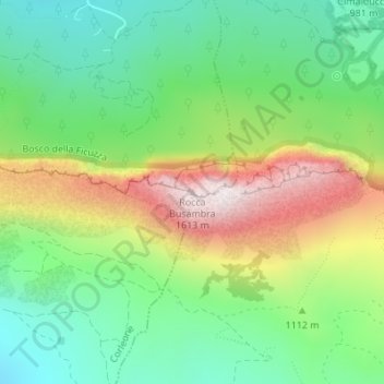 Mappa topografica Rocca Busambra, altitudine, rilievo