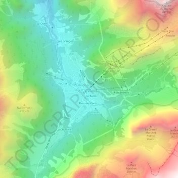 Mappa topografica Le Grand Couloir, altitudine, rilievo