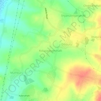 Mappa topografica Koluvarayanahalli, altitudine, rilievo